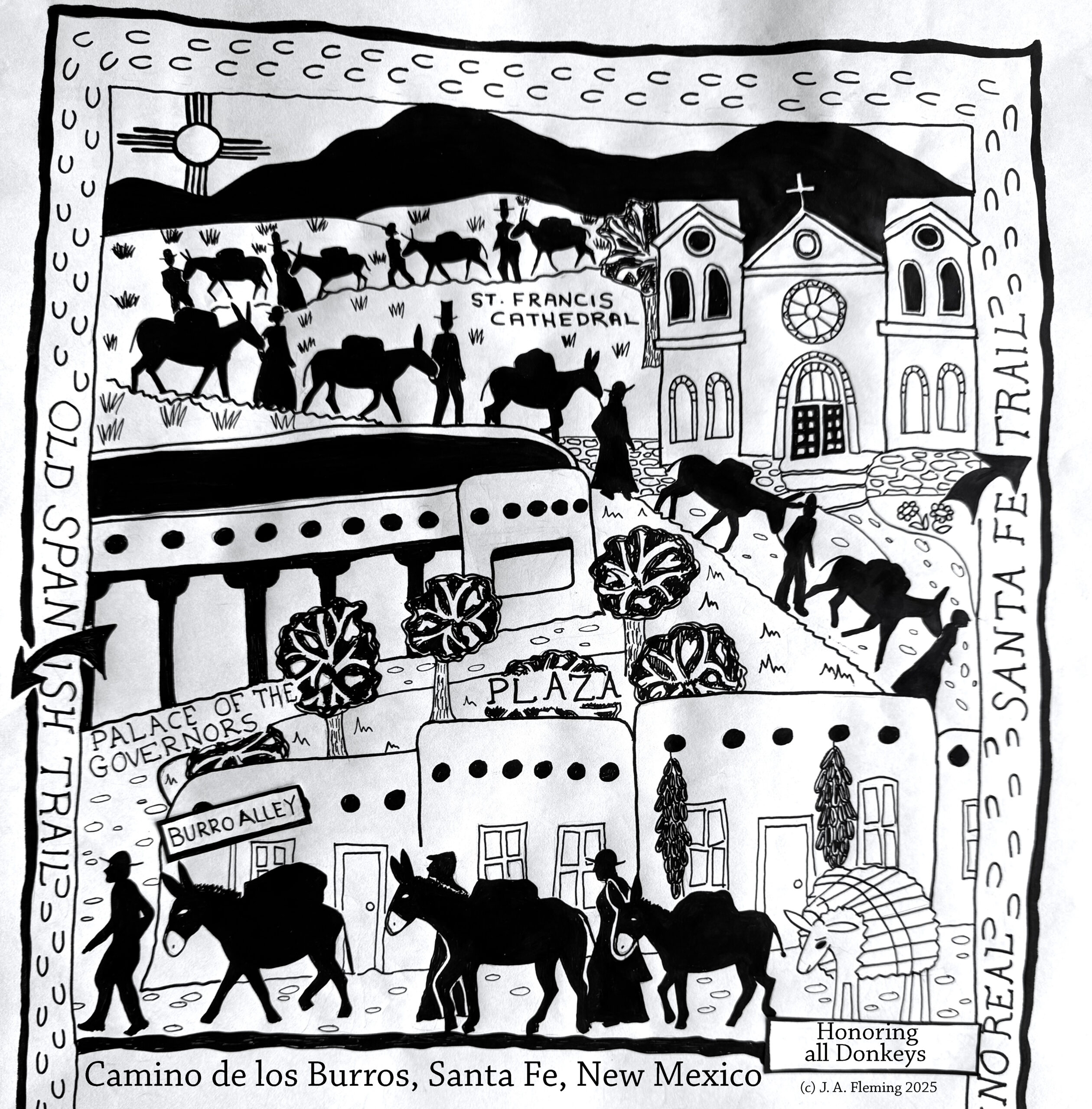 camino de los burros bandana black and white image